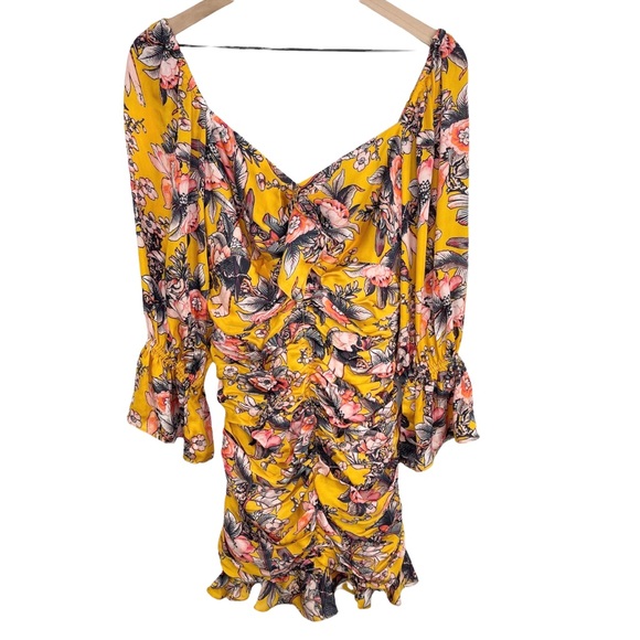 Anthropologie Ranna Gill Ruched Floral Mini Dress - Picture 4 of 16